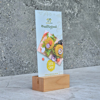 Beech menu stand with acrylic pocket 105x50x40 mm