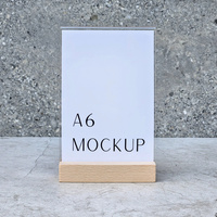 Beech menu stand with plexi A6